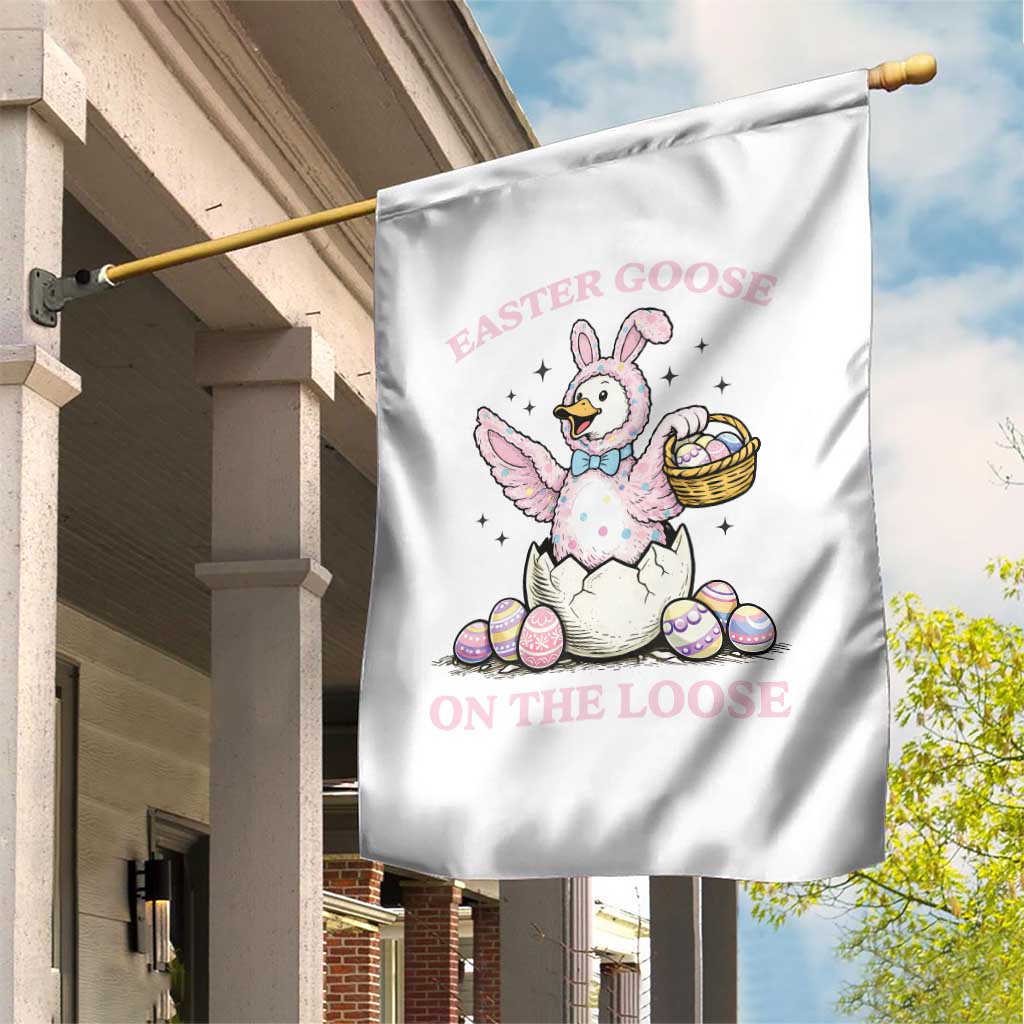 Easter Goose On The Loose Garden Flag Funny Easter Egg Hunt Gift