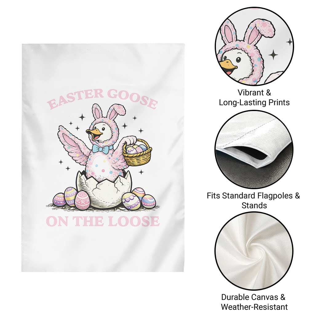 Easter Goose On The Loose Garden Flag Funny Easter Egg Hunt Gift