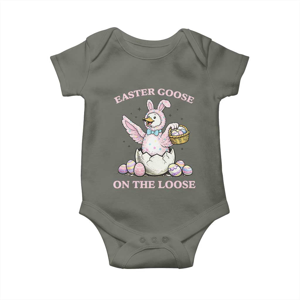 Easter Goose On The Loose Baby Onesie Funny Easter Egg Hunt Gift