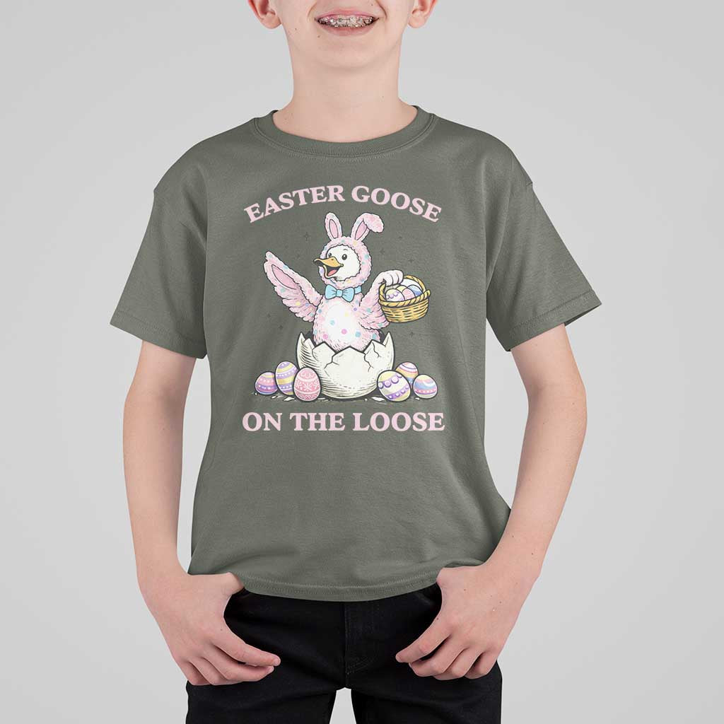 Easter Goose On The Loose T Shirt For Kid Funny Easter Egg Hunt Gift