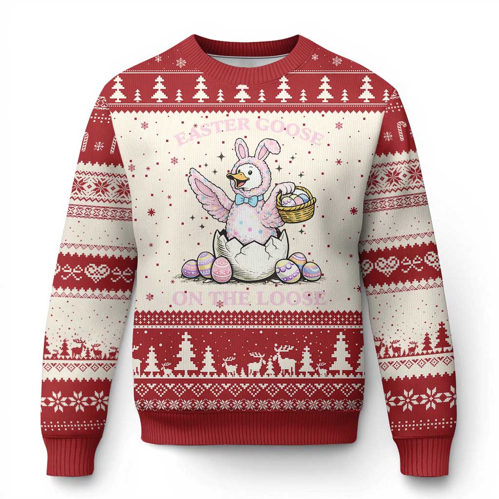 Easter Goose On The Loose Ugly Christmas Sweater Funny Easter Egg Hunt Gift