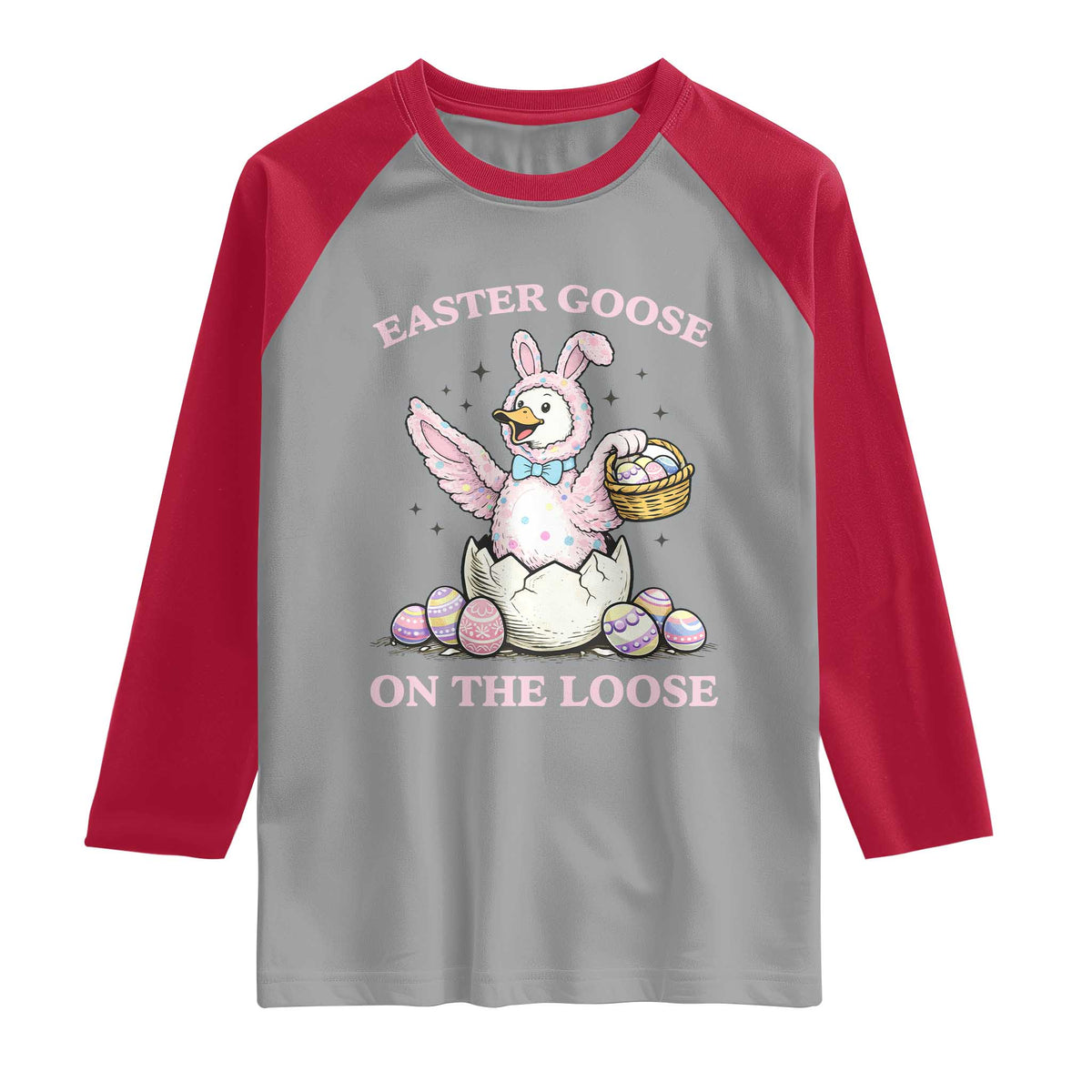 Easter Goose On The Loose Raglan Shirt Funny Easter Egg Hunt Gift