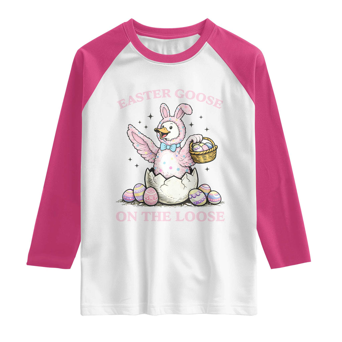 Easter Goose On The Loose Raglan Shirt Funny Easter Egg Hunt Gift