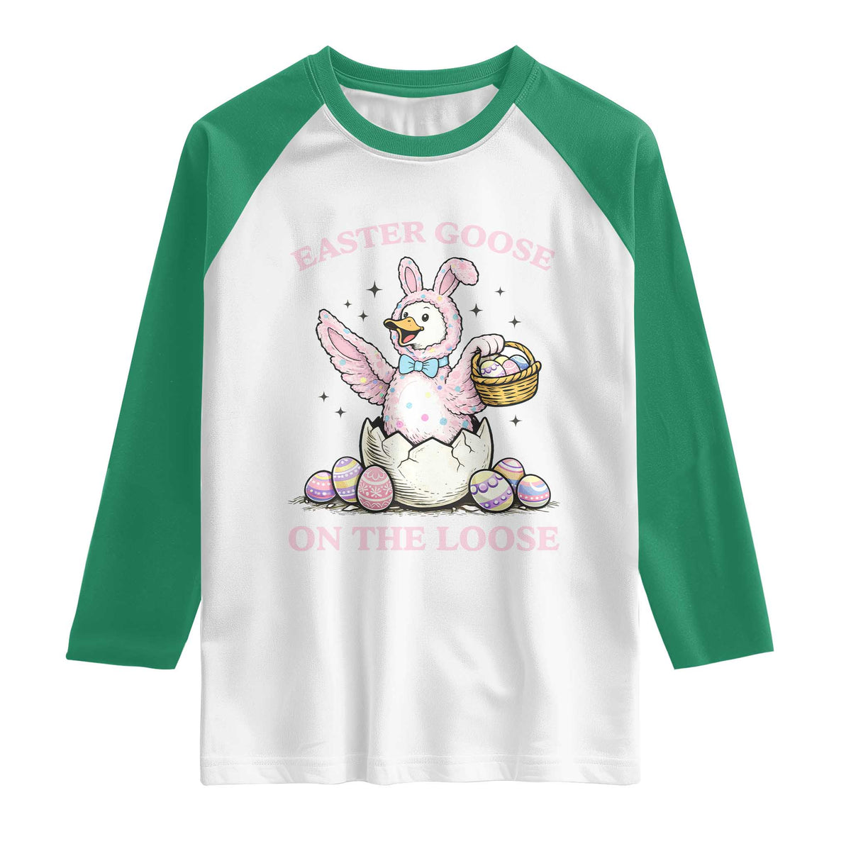 Easter Goose On The Loose Raglan Shirt Funny Easter Egg Hunt Gift