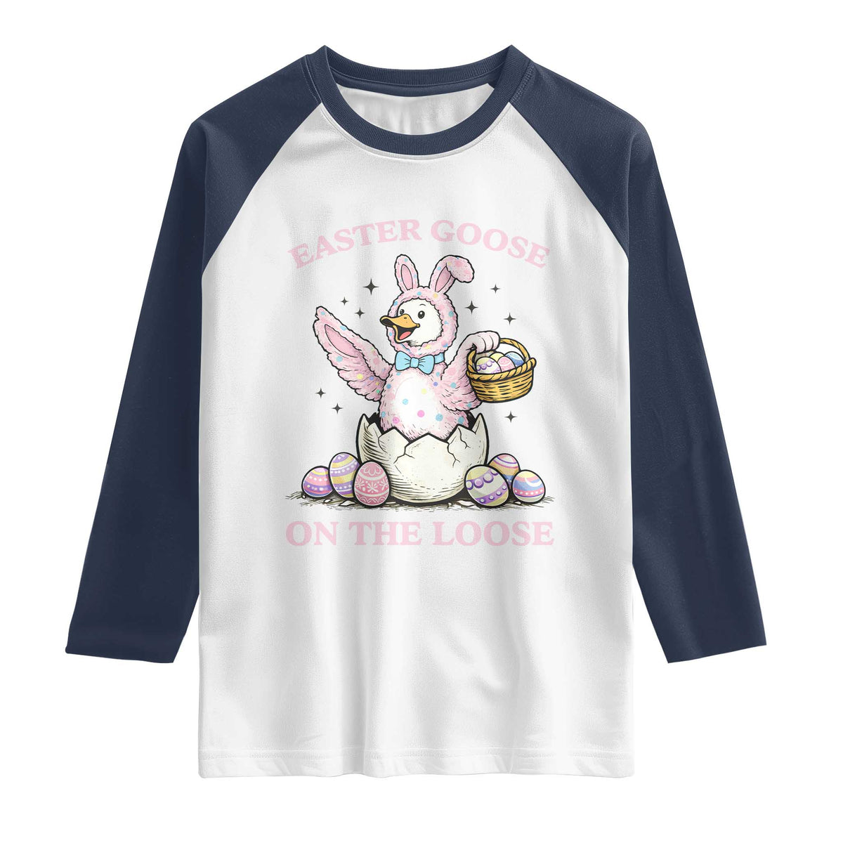 Easter Goose On The Loose Raglan Shirt Funny Easter Egg Hunt Gift
