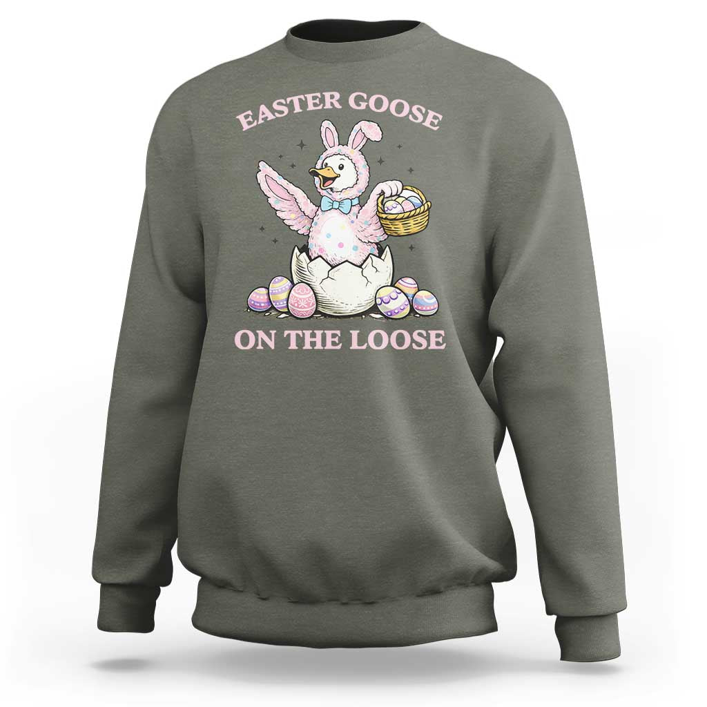 Easter Goose On The Loose Sweatshirt Funny Easter Egg Hunt Gift