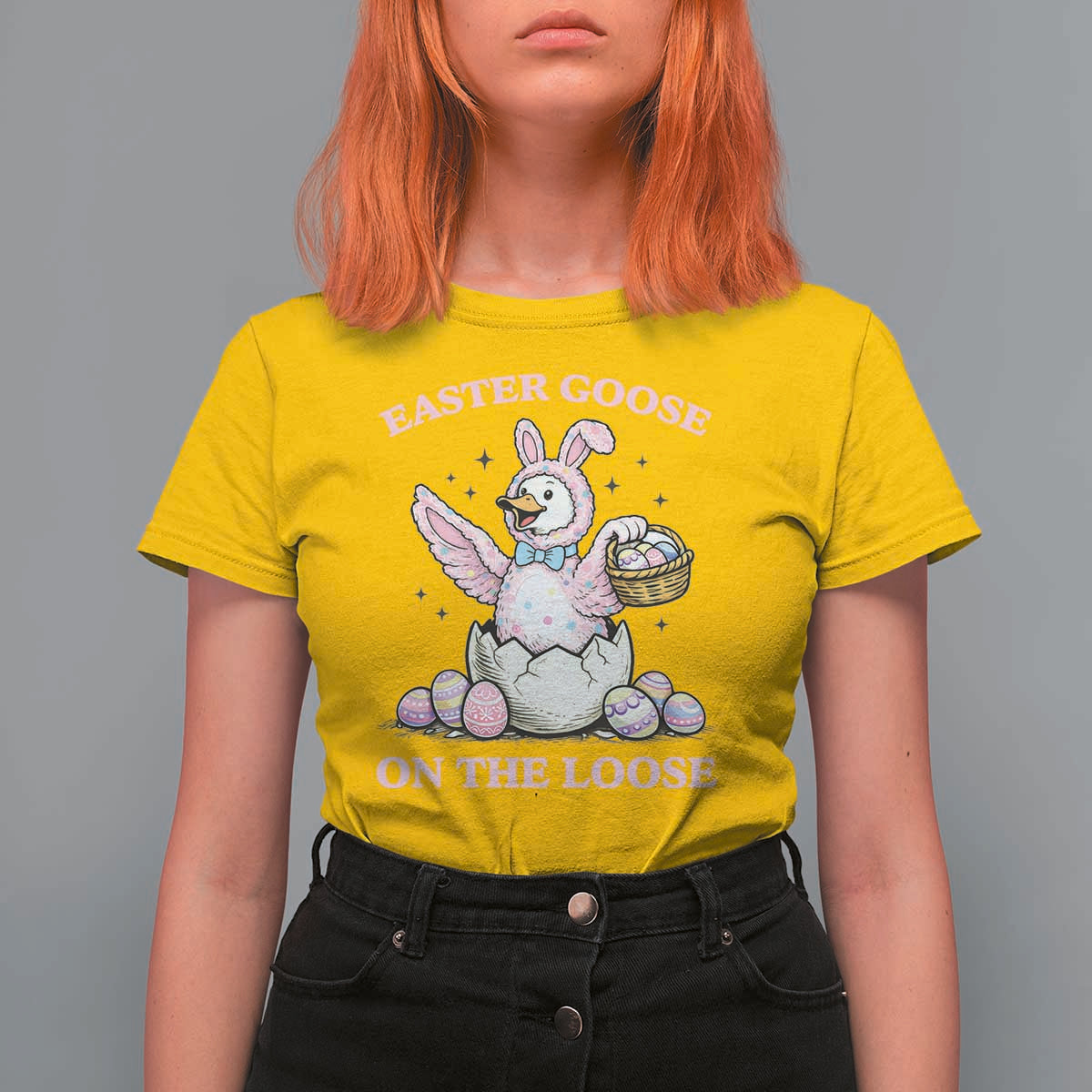 Easter Goose On The Loose T Shirt For Women Funny Easter Egg Hunt Gift