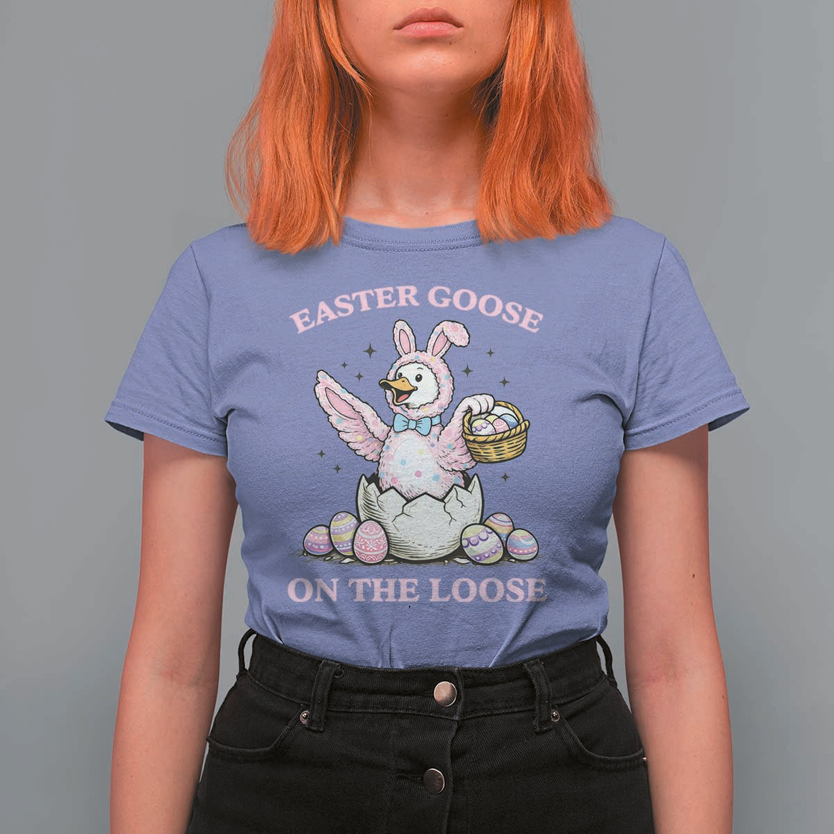 Easter Goose On The Loose T Shirt For Women Funny Easter Egg Hunt Gift