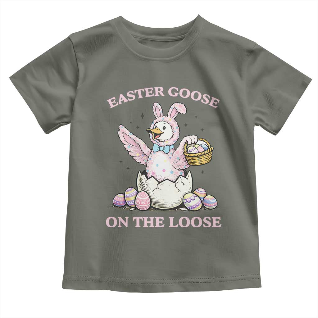 Easter Goose On The Loose Toddler T Shirt Funny Easter Egg Hunt Gift