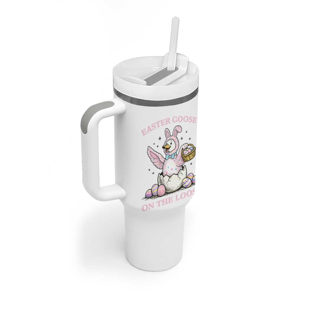 Easter Goose On The Loose Tumbler With Handle Funny Easter Egg Hunt Gift