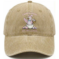 Easter Goose On The Loose Washed Cotton Baseball Cap Funny Easter Egg Hunt Gift
