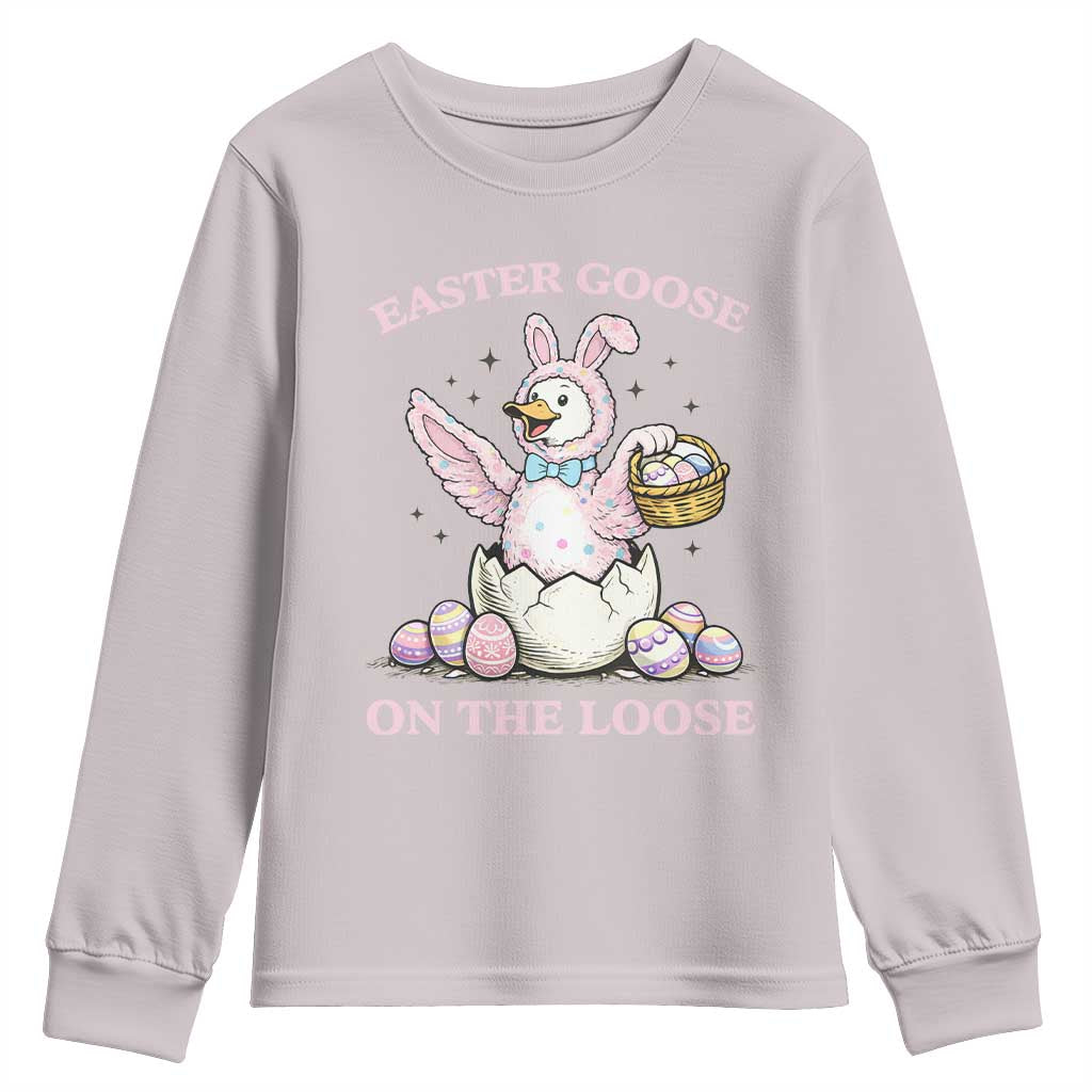 Easter Goose On The Loose Youth Sweatshirt Funny Easter Egg Hunt Gift