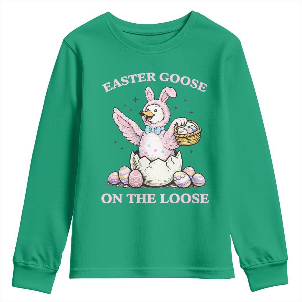Easter Goose On The Loose Youth Sweatshirt Funny Easter Egg Hunt Gift