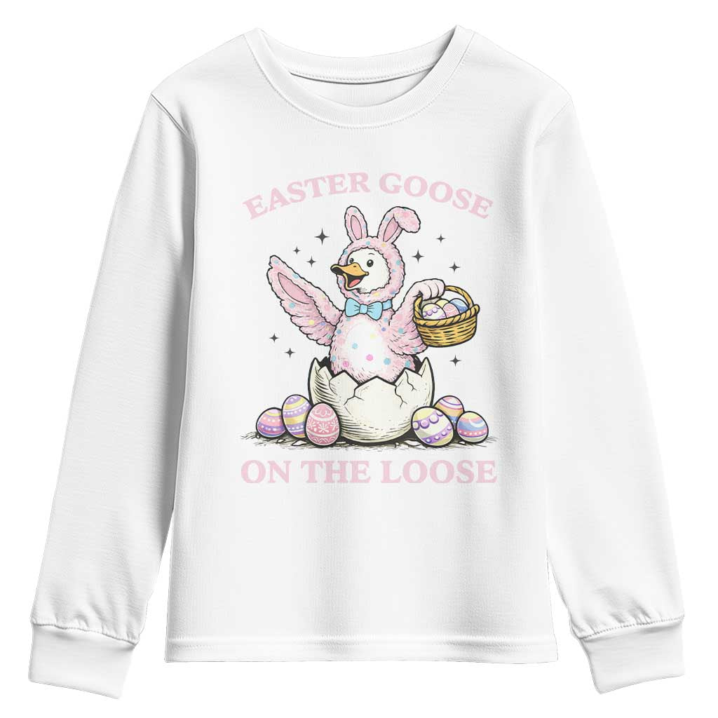 Easter Goose On The Loose Youth Sweatshirt Funny Easter Egg Hunt Gift