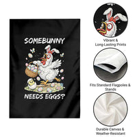 Funny Easter Chicken Bunny Ears Garden Flag Somebunny Needs Eggs
