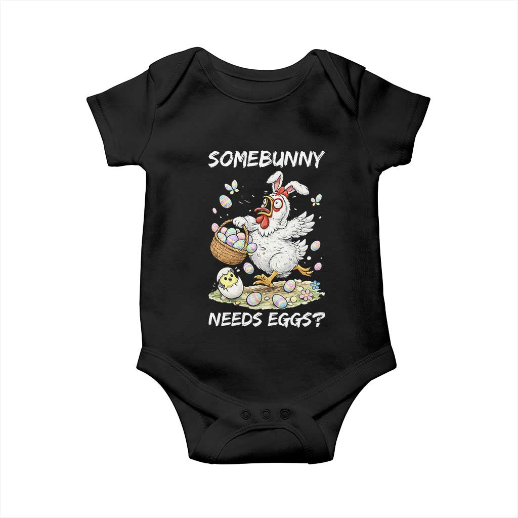 Funny Easter Chicken Bunny Ears Baby Onesie Somebunny Needs Eggs