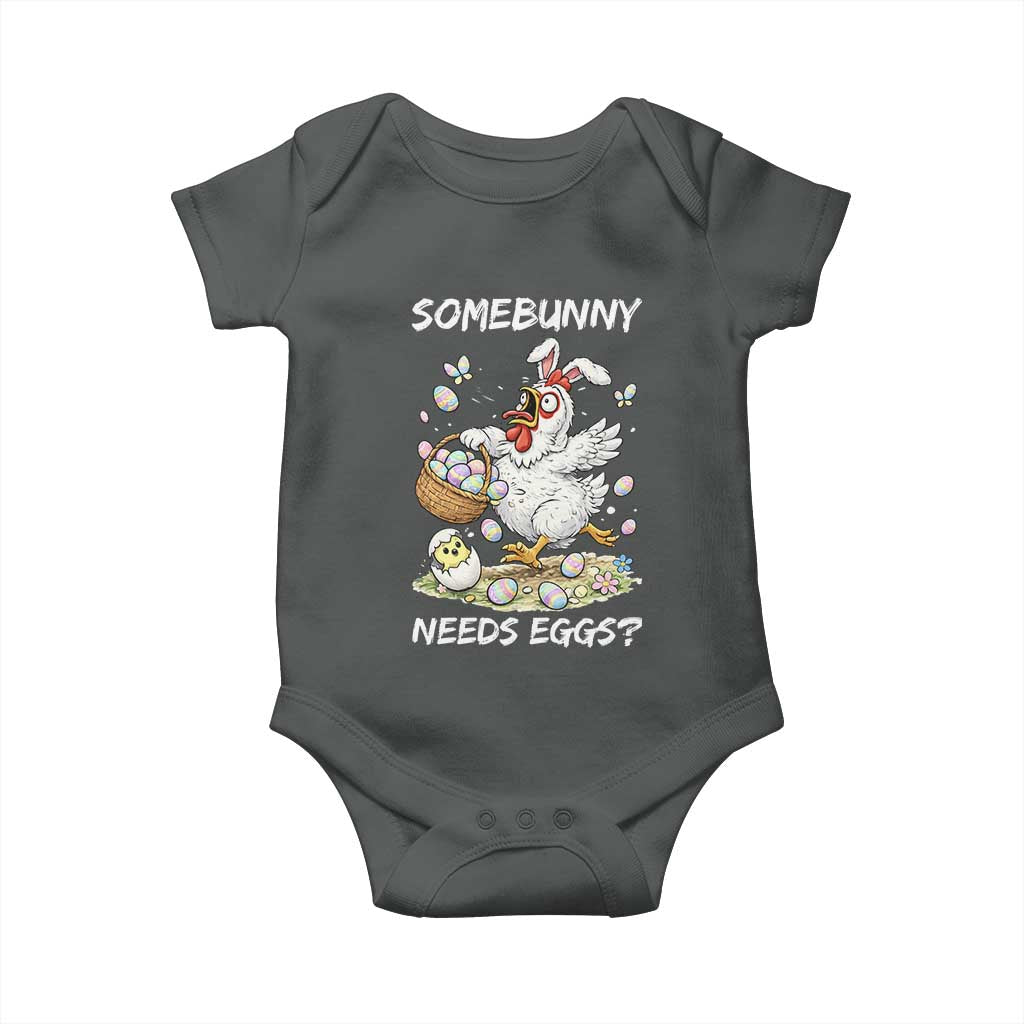 Funny Easter Chicken Bunny Ears Baby Onesie Somebunny Needs Eggs