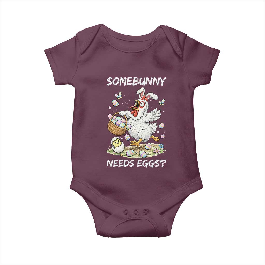 Funny Easter Chicken Bunny Ears Baby Onesie Somebunny Needs Eggs