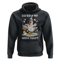 Funny Easter Chicken Bunny Ears Hoodie Somebunny Needs Eggs
