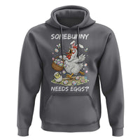 Funny Easter Chicken Bunny Ears Hoodie Somebunny Needs Eggs