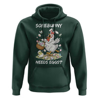 Funny Easter Chicken Bunny Ears Hoodie Somebunny Needs Eggs
