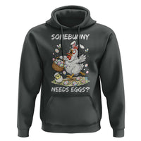 Funny Easter Chicken Bunny Ears Hoodie Somebunny Needs Eggs