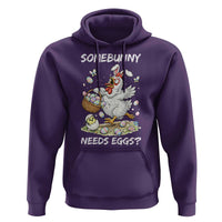 Funny Easter Chicken Bunny Ears Hoodie Somebunny Needs Eggs