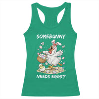 Funny Easter Chicken Bunny Ears Racerback Tank Top Somebunny Needs Eggs