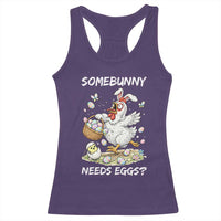 Funny Easter Chicken Bunny Ears Racerback Tank Top Somebunny Needs Eggs