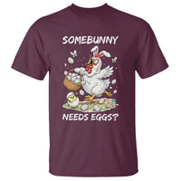Funny Easter Chicken Bunny Ears T Shirt Somebunny Needs Eggs