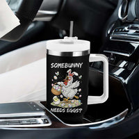 Funny Easter Chicken Bunny Ears Tumbler With Handle Somebunny Needs Eggs