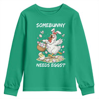 Funny Easter Chicken Bunny Ears Youth Sweatshirt Somebunny Needs Eggs