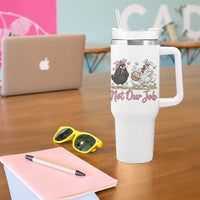 Funny Chicken Bunny Ears Tumbler With Handle Not Our Job Easter Gift