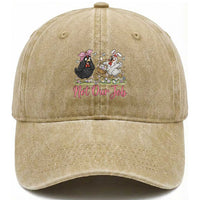 Funny Chicken Bunny Ears Washed Cotton Baseball Cap Not Our Job Easter Gift