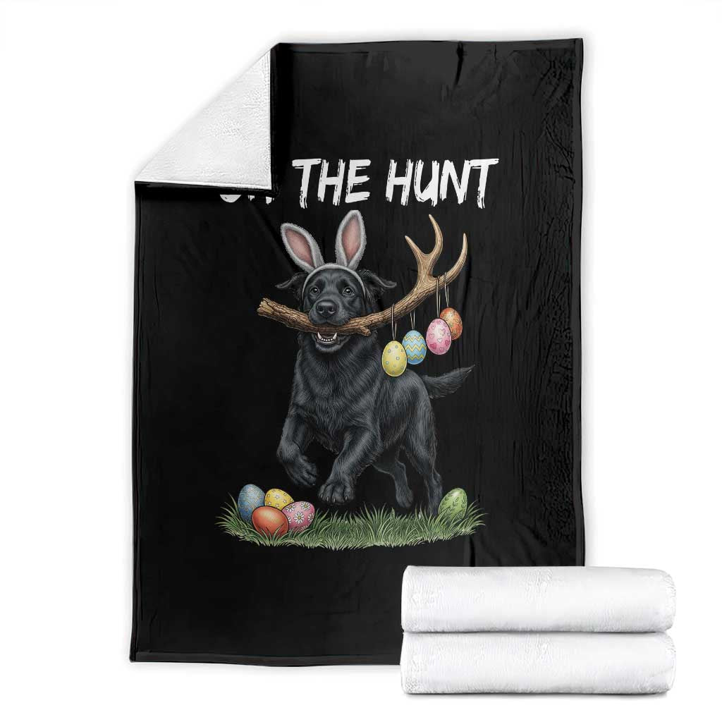 Funny Easter Hunting Dog Throw Blanket Labrador Bunny Ears On The Hunt