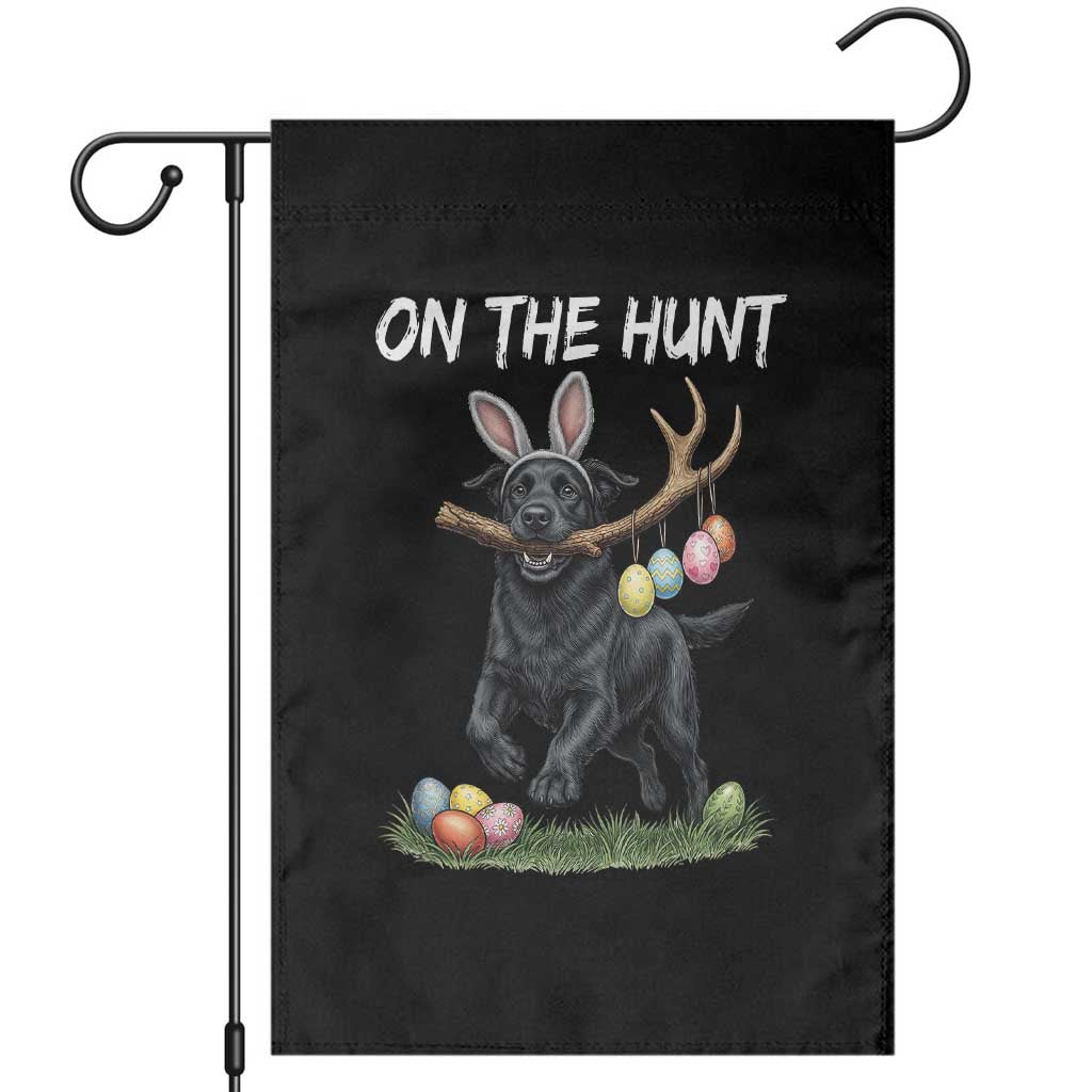 Funny Easter Hunting Dog Garden Flag Labrador Bunny Ears On The Hunt