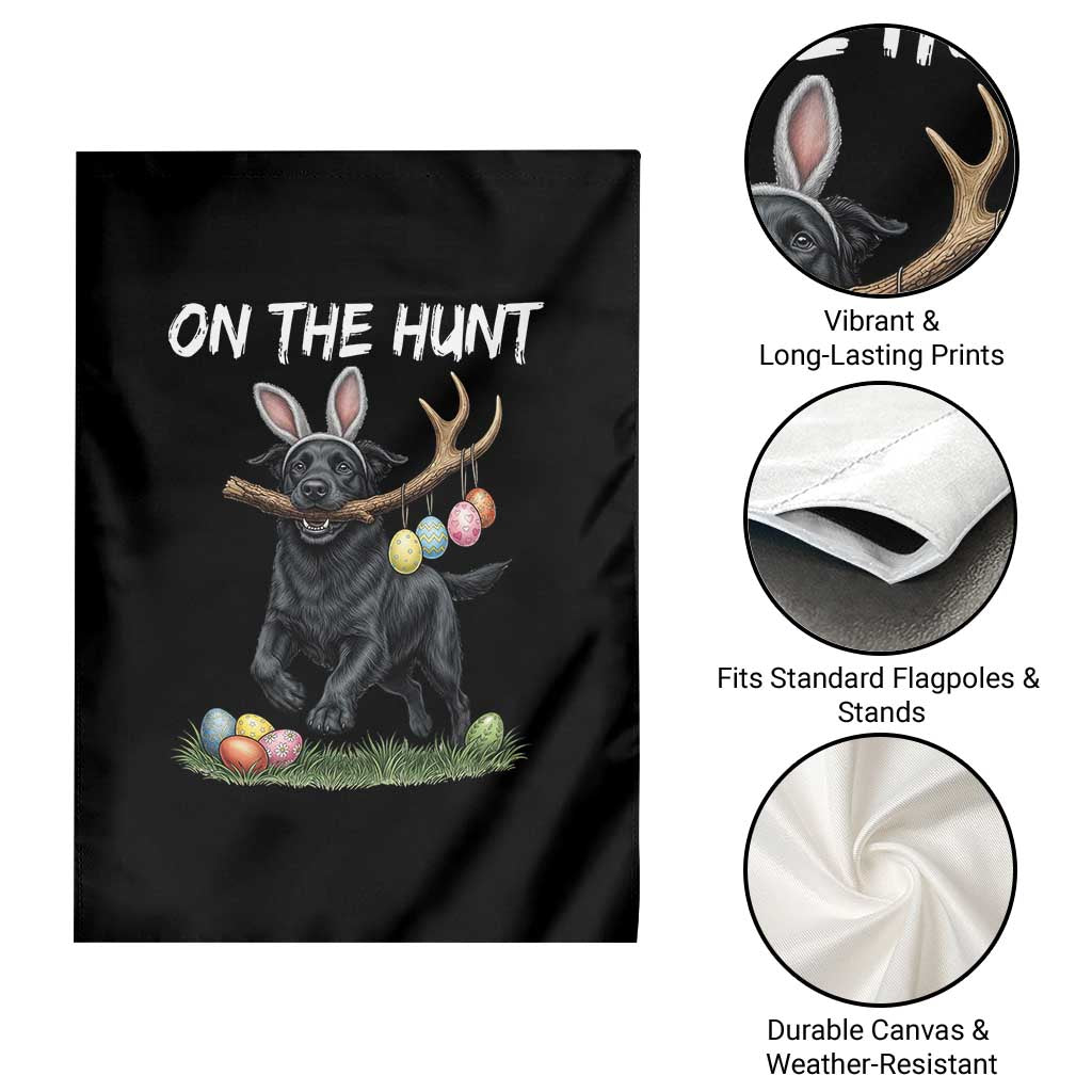 Funny Easter Hunting Dog Garden Flag Labrador Bunny Ears On The Hunt