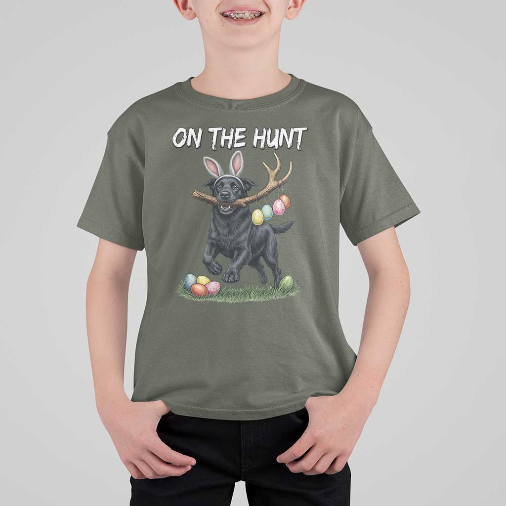 Funny Easter Hunting Dog T Shirt For Kid Labrador Bunny Ears On The Hunt