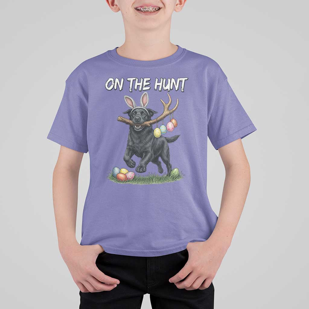 Funny Easter Hunting Dog T Shirt For Kid Labrador Bunny Ears On The Hunt
