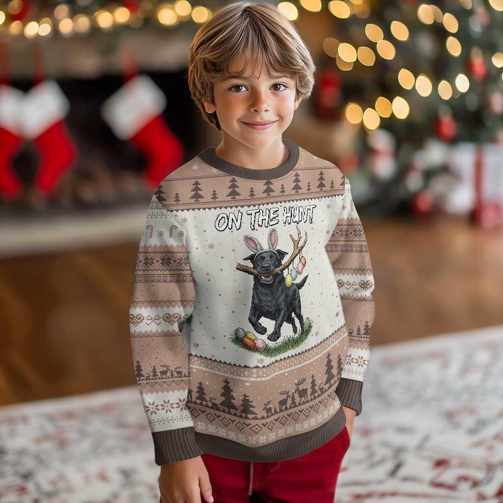 Funny Easter Hunting Dog Ugly Christmas Sweater Labrador Bunny Ears On The Hunt