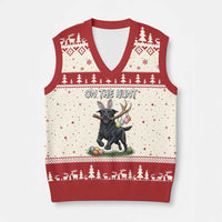 Funny Easter Hunting Dog V-Neck Knit Sweater Vest Labrador Bunny Ears On The Hunt