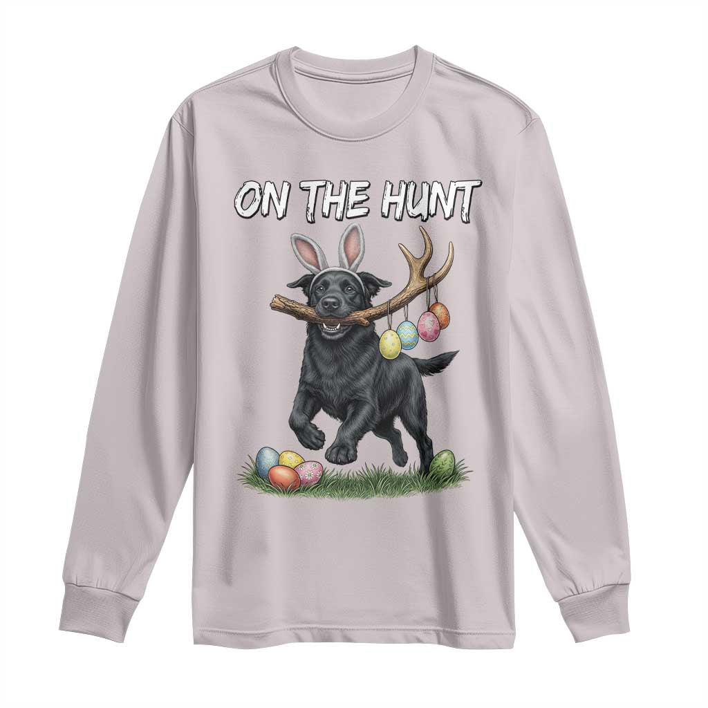 Funny Easter Hunting Dog Long Sleeve Shirt Labrador Bunny Ears On The Hunt