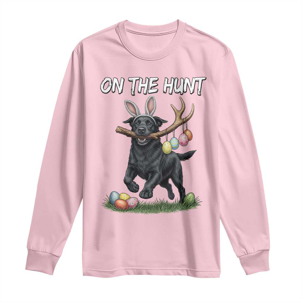 Funny Easter Hunting Dog Long Sleeve Shirt Labrador Bunny Ears On The Hunt