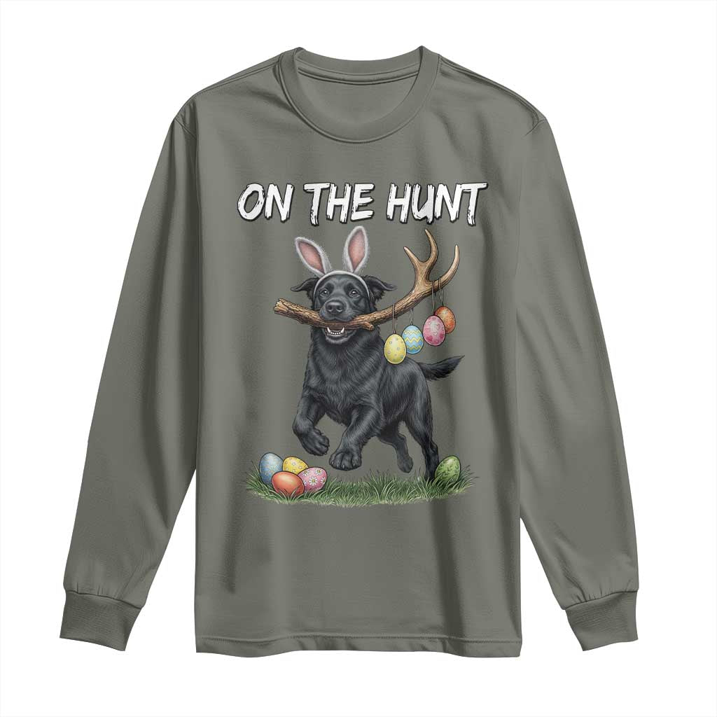 Funny Easter Hunting Dog Long Sleeve Shirt Labrador Bunny Ears On The Hunt