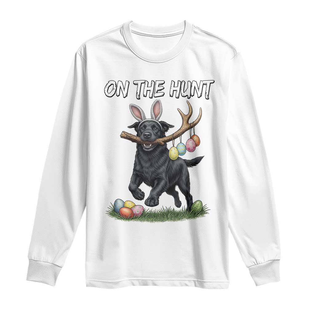 Funny Easter Hunting Dog Long Sleeve Shirt Labrador Bunny Ears On The Hunt
