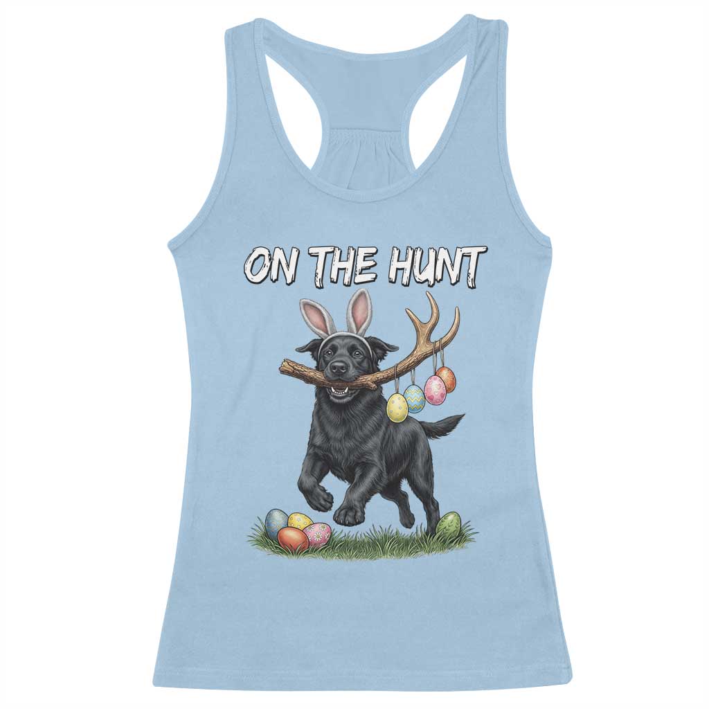 Funny Easter Hunting Dog Racerback Tank Top Labrador Bunny Ears On The Hunt