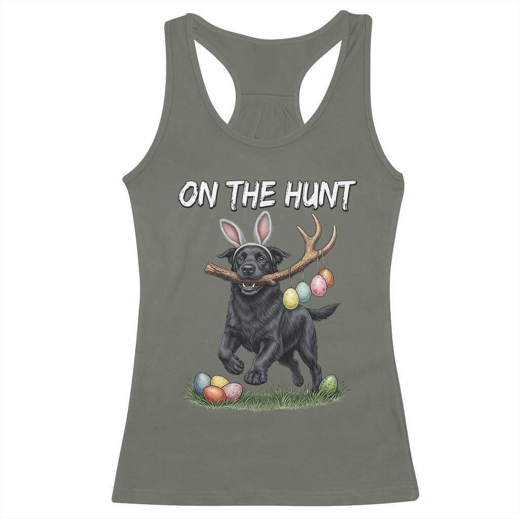 Funny Easter Hunting Dog Racerback Tank Top Labrador Bunny Ears On The Hunt