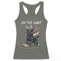 Funny Easter Hunting Dog Racerback Tank Top Labrador Bunny Ears On The Hunt