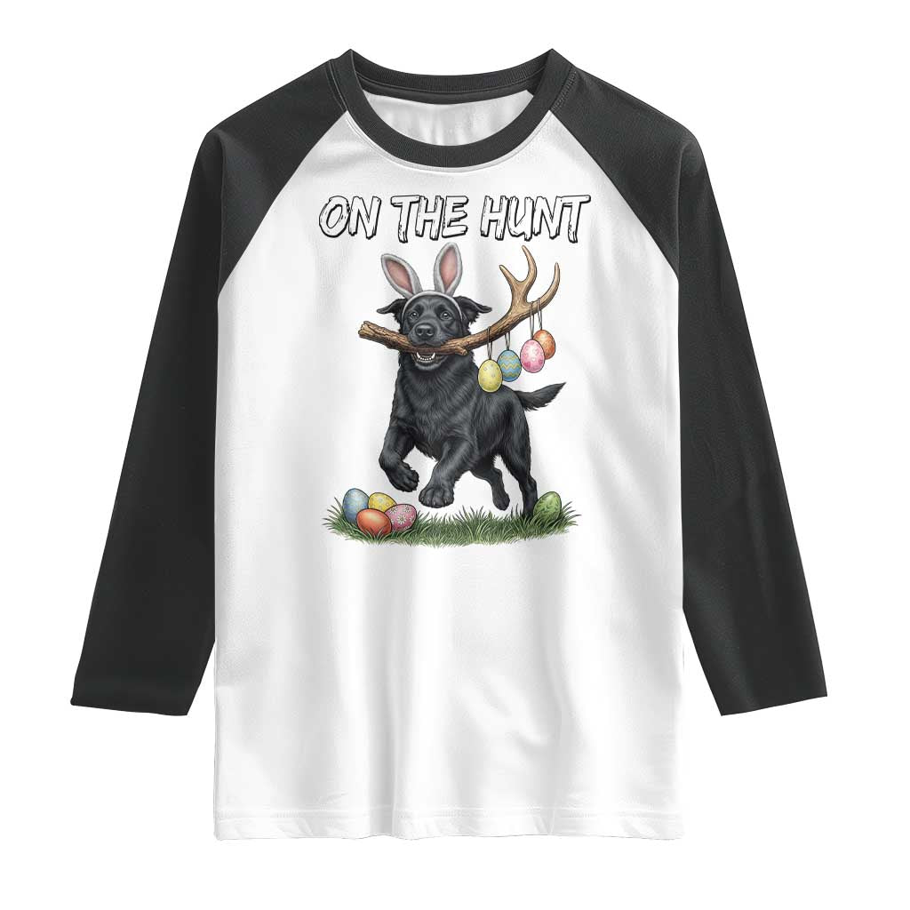 Funny Easter Hunting Dog Raglan Shirt Labrador Bunny Ears On The Hunt
