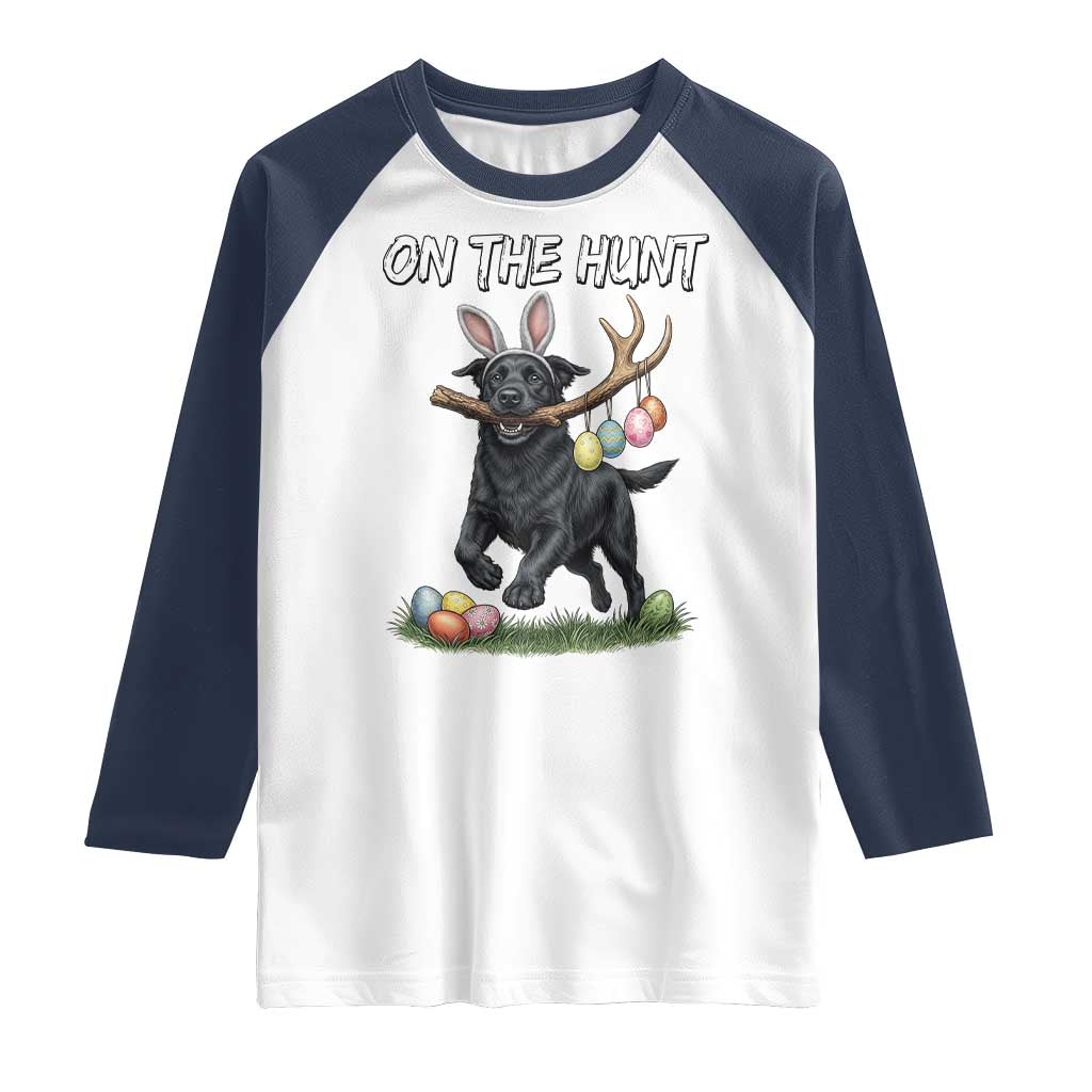 Funny Easter Hunting Dog Raglan Shirt Labrador Bunny Ears On The Hunt